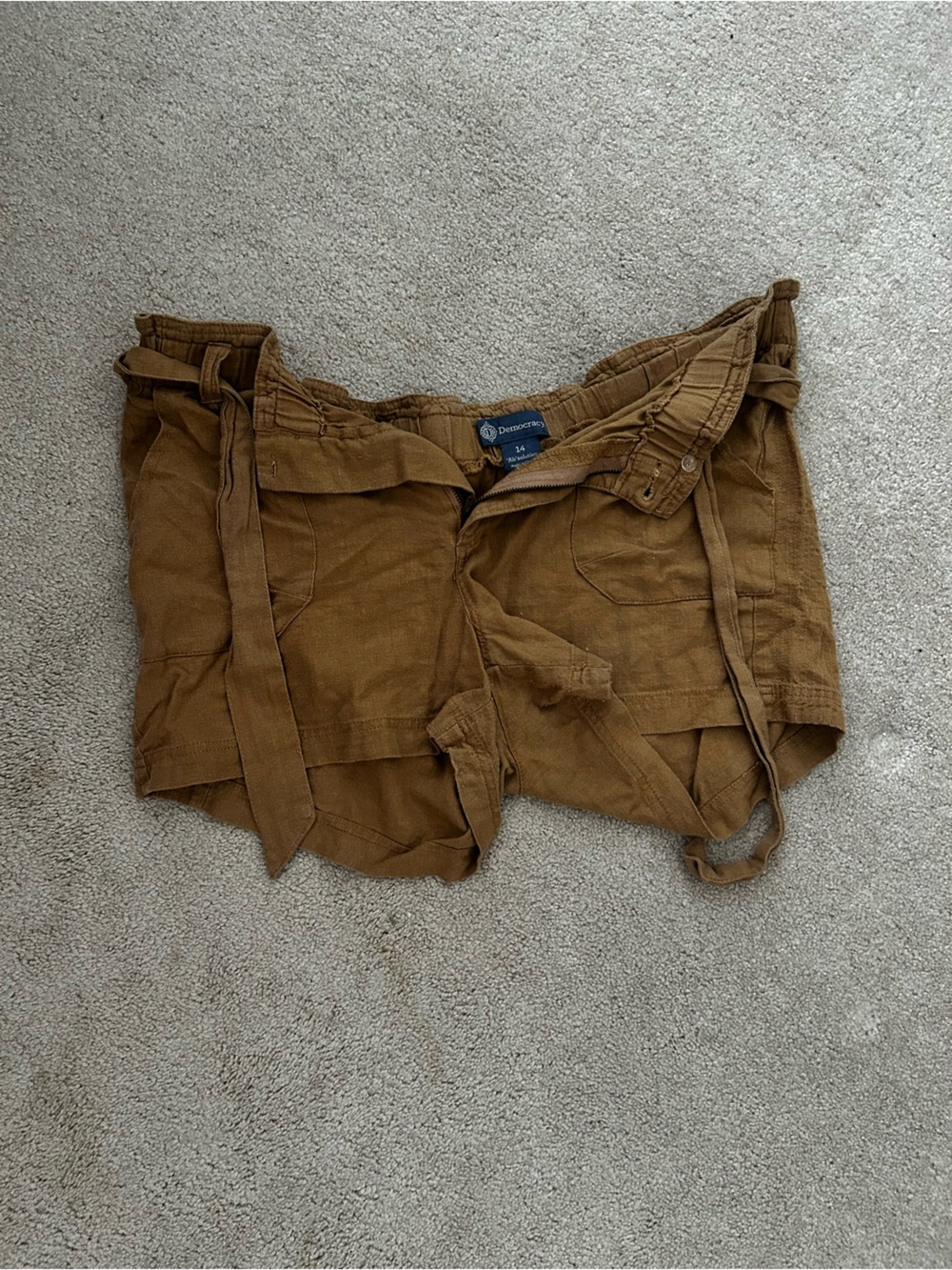Old Navy Men's Brown Cargo Shorts with Waist Ties